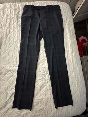 Tommy Hilfiger Vassar Navy Plaid Flat Front Dress Suit Pants 38W